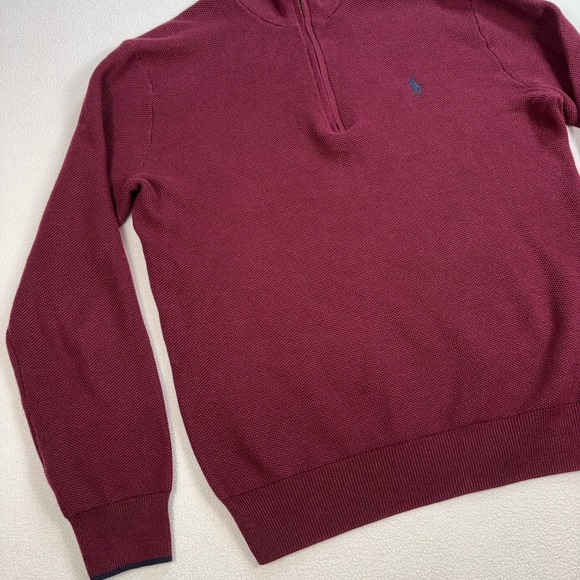 Polo Ralph Lauren 1/4 Zip Men's S Burgundy Pima Cotton Pony Knit Sweater - Picture 8 of 16